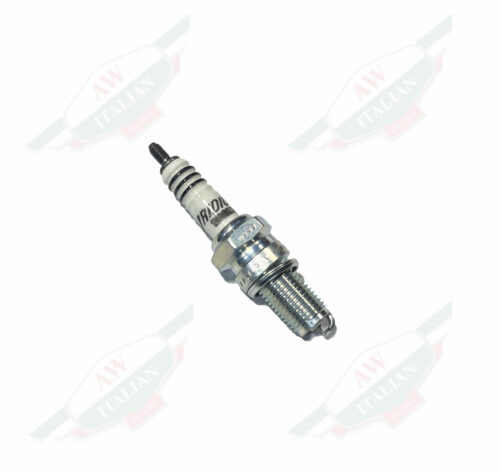 grey and white spark plug on white background