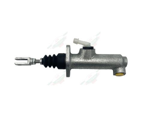 silver metal clutch master cylinder on white background