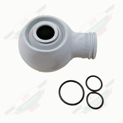 grey rubber baster black thin rubber rings on white background