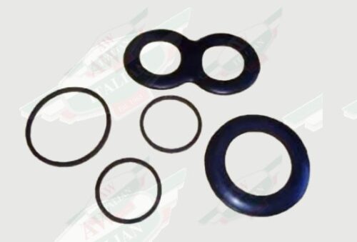 black rubber rings on white background