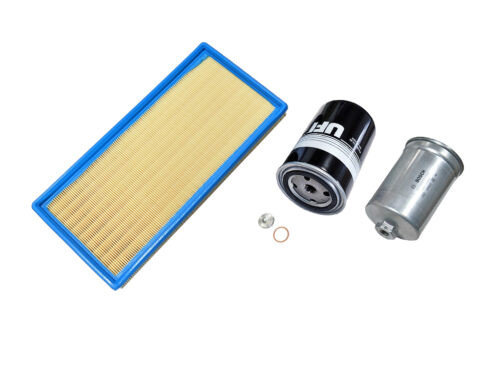 filter kit air oil fuel yellow and blue rectangle
