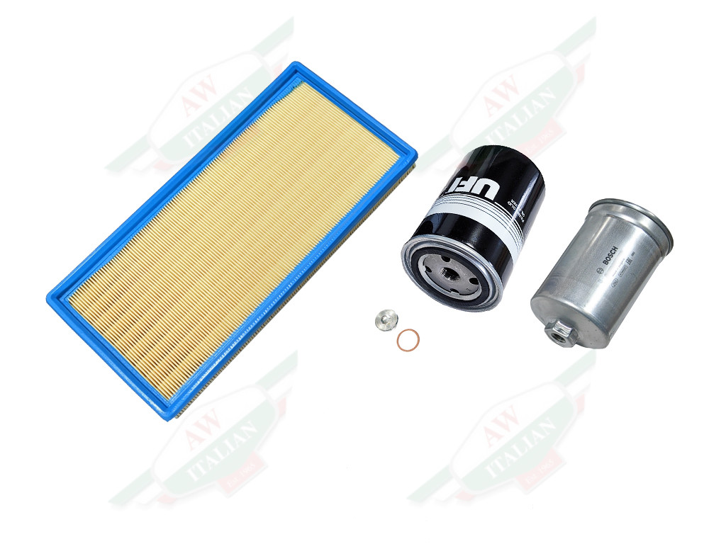 filter kit air oil fuel yellow and blue rectangle