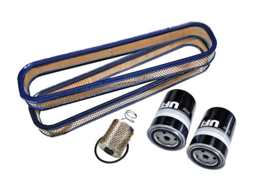 blue air filters and black cylinders on white background