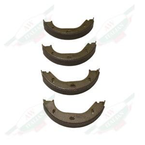 Green and Black alfa Romeo Brake Shoes on White Background