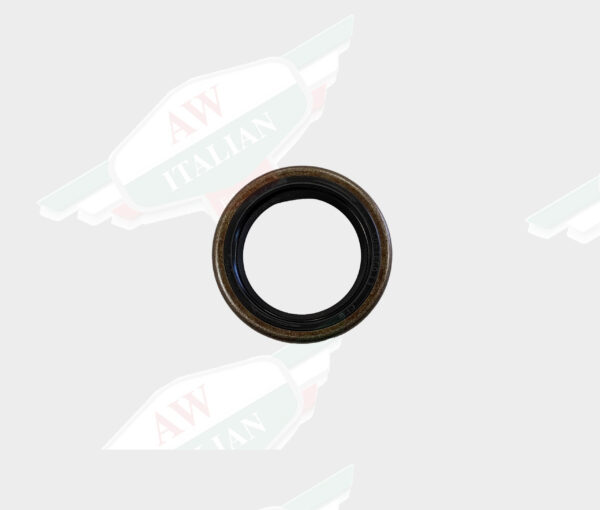 black circular seal on white background