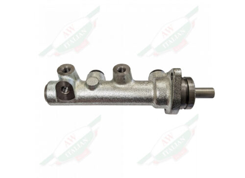 grey brake master cylinder laying horizontally on white background