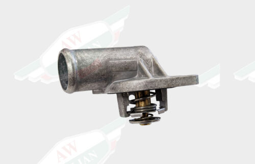 grey metal thermostat on white background