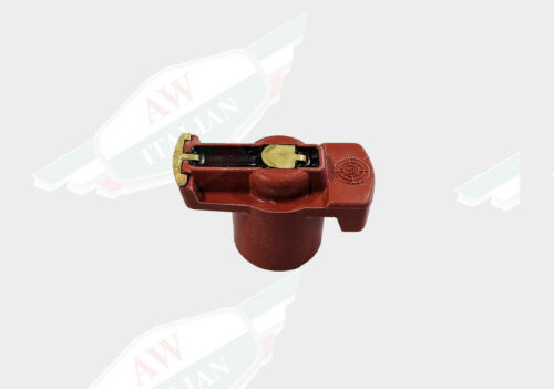 red plastic distributor rotor on white background