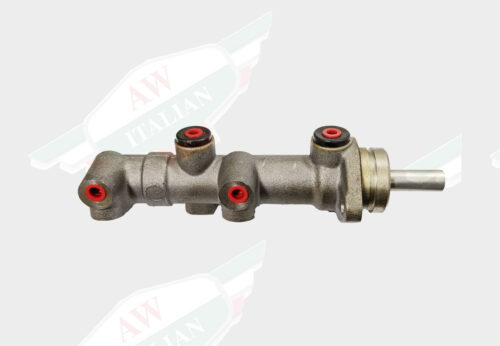 grey brake master cylinder on white background