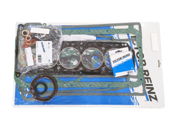 alfa 60777956 full engine gasket set victor reinz blue green on white background