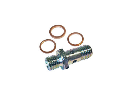 3 copper rings with threaded metal shaft