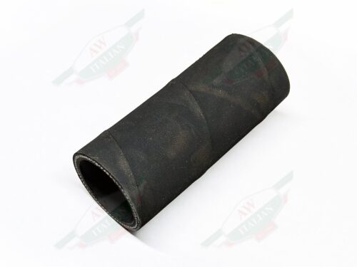 Black hose laying on side with white background