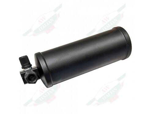 black metal cylinder with threaded fittings on top