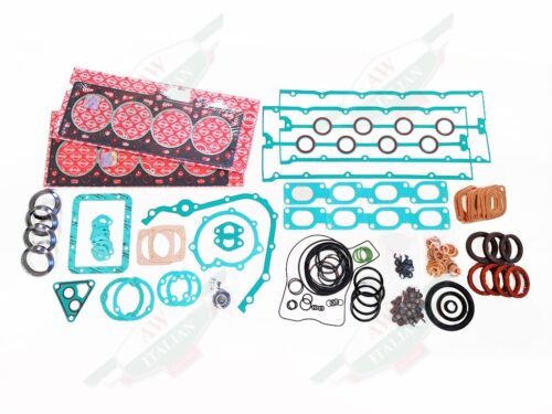 ferrari 348 full engine gasket set green and red elring on white background