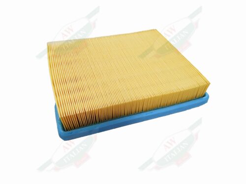 square yellow air filter on white background