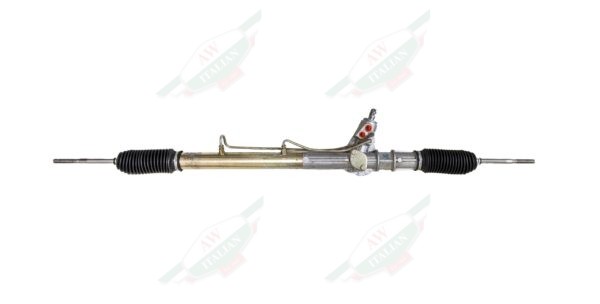 grey metal steering rack on white background