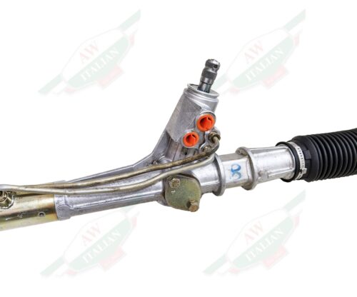 grey metal steering rack on white background