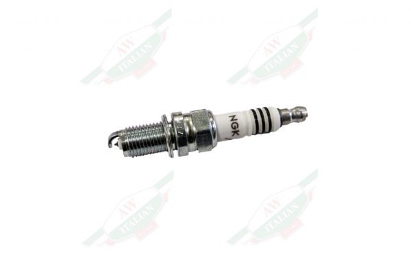 grey and white spark plug on white background