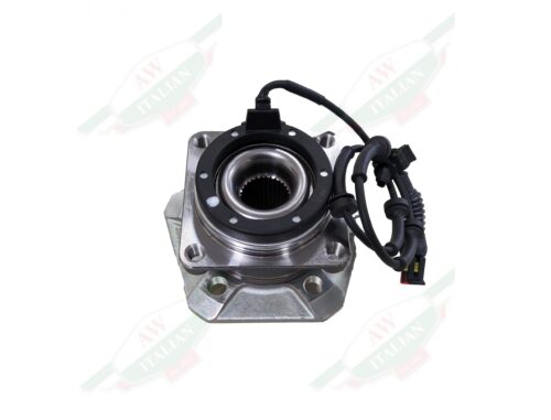 grey and black metal bearing with black wires on white background