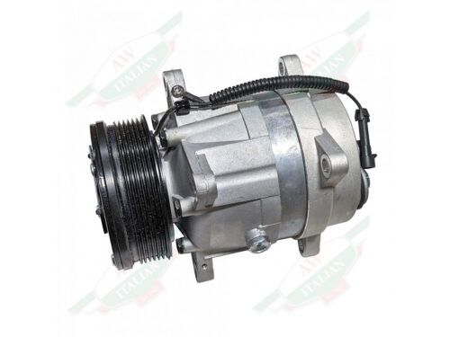 ac compressor silver metal body with black ribbed pulley