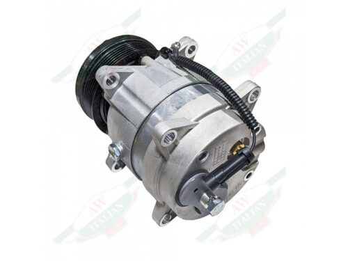 ac compressor silver metal body with black ribbed pulley
