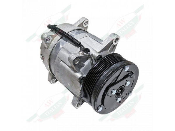 ac compressor silver metal body with black ribbed pulley