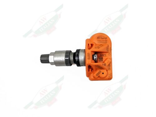 ferrari 312450 tpms tire pressure sensor orange with metal valve stem on white background