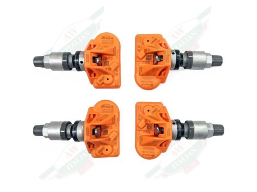 ferrari 312450 tpms tire pressure sensor orange with metal valve stem on white background