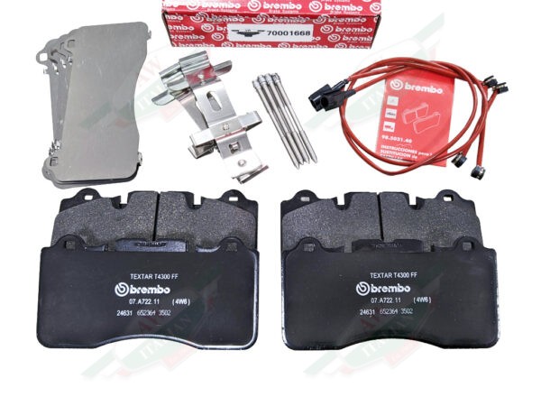 ferrari 70001668 brembo brake pads black with red sensor wires and hardware