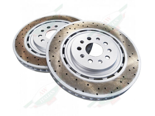 maserati 670030935 brake rotor pair grey metal discs with holes