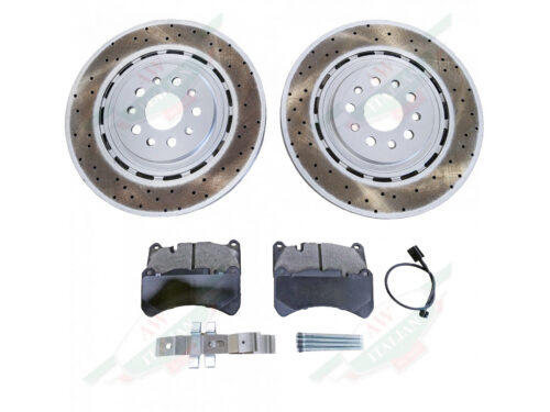 maserati brake pads black with wire and harware round metal discs with holes