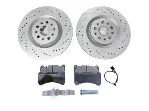 maserati brake pads black with wire and harware round metal discs with holes