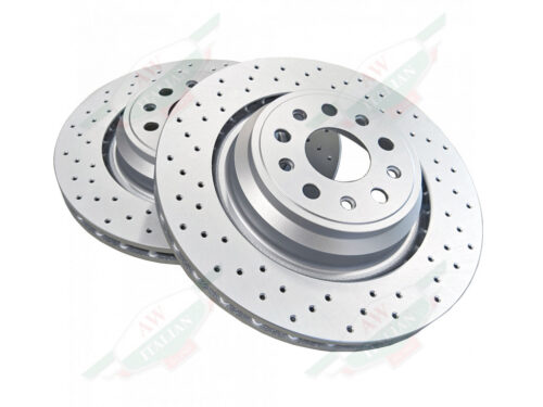 maserati 670031597 brake rotor pair grey metal discs with holes
