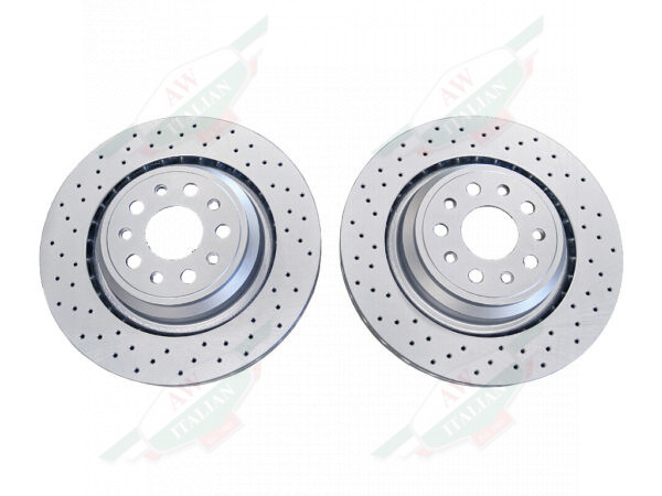maserati 670031597brake rotor pair grey metal discs with holes