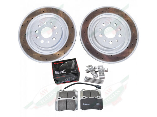 maserati brake pads black with red brembo box and metal discs with holes