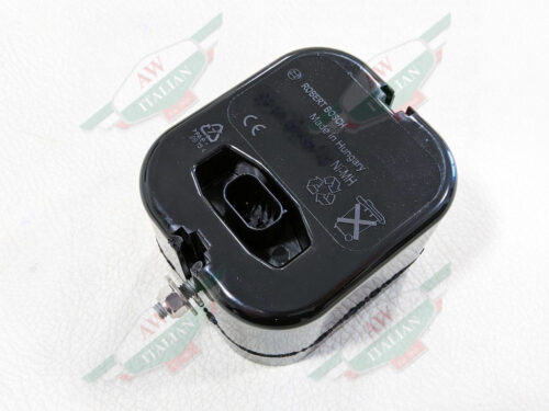 black plastic square siren on white background