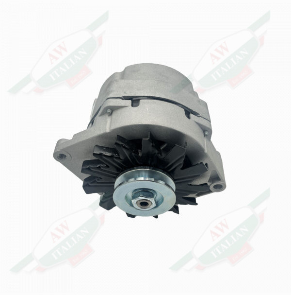 grey and black ferrari alternator on white background