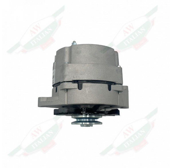 grey and black ferrari alternator on white background
