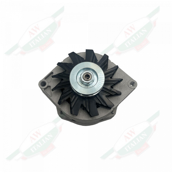 grey and black ferrari alternator on white background