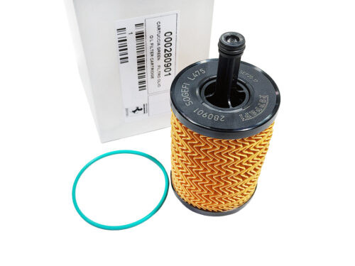 oil filter cartridge black plastic with yellow paper pleats