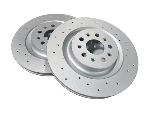 brake rotor pair grey metal discs with holes