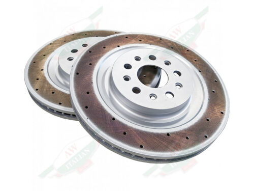 maserati 670035019 brake rotor pair grey metal discs with holes