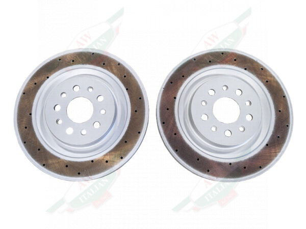 maserati 670035019 brake rotor pair grey metal discs with holes