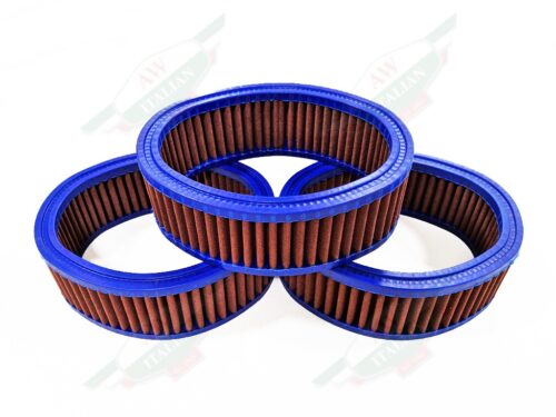Set of 3 stacked blue Ferrari air filters