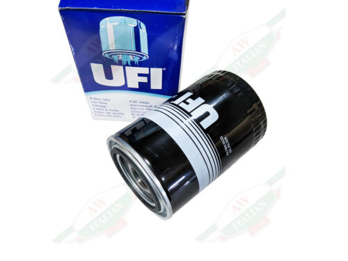black oil filter with blue UFI box