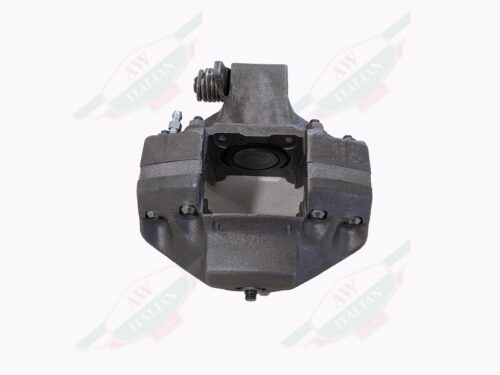 grey auto brake caliper on white background