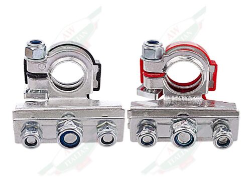 ferrari 910100 battery terminals positive negative tin plated copper red and black on white background