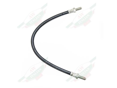 ferrari 95691303 front brake hose black rubber with metal ends on white background