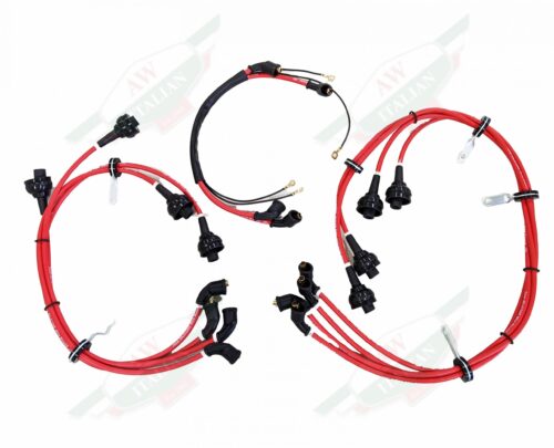red and black ignition wire set with white background