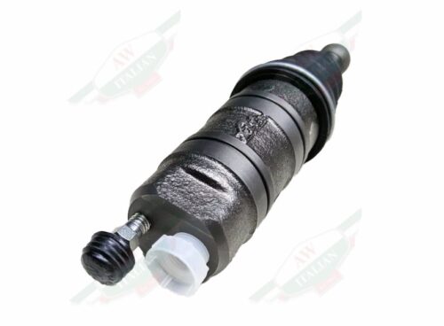 grey metal object with black rubber laying flat on white background